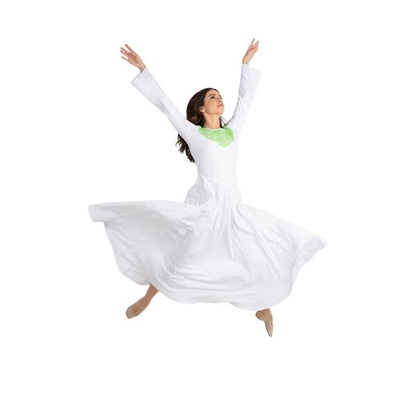Body Wrappers Praise Dance Dress M White Green Praise Liturgical Worship White - Picture 1 of 12